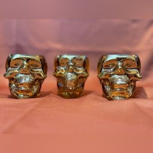 3 Glass Skull Tealight Halloween Candle Holder